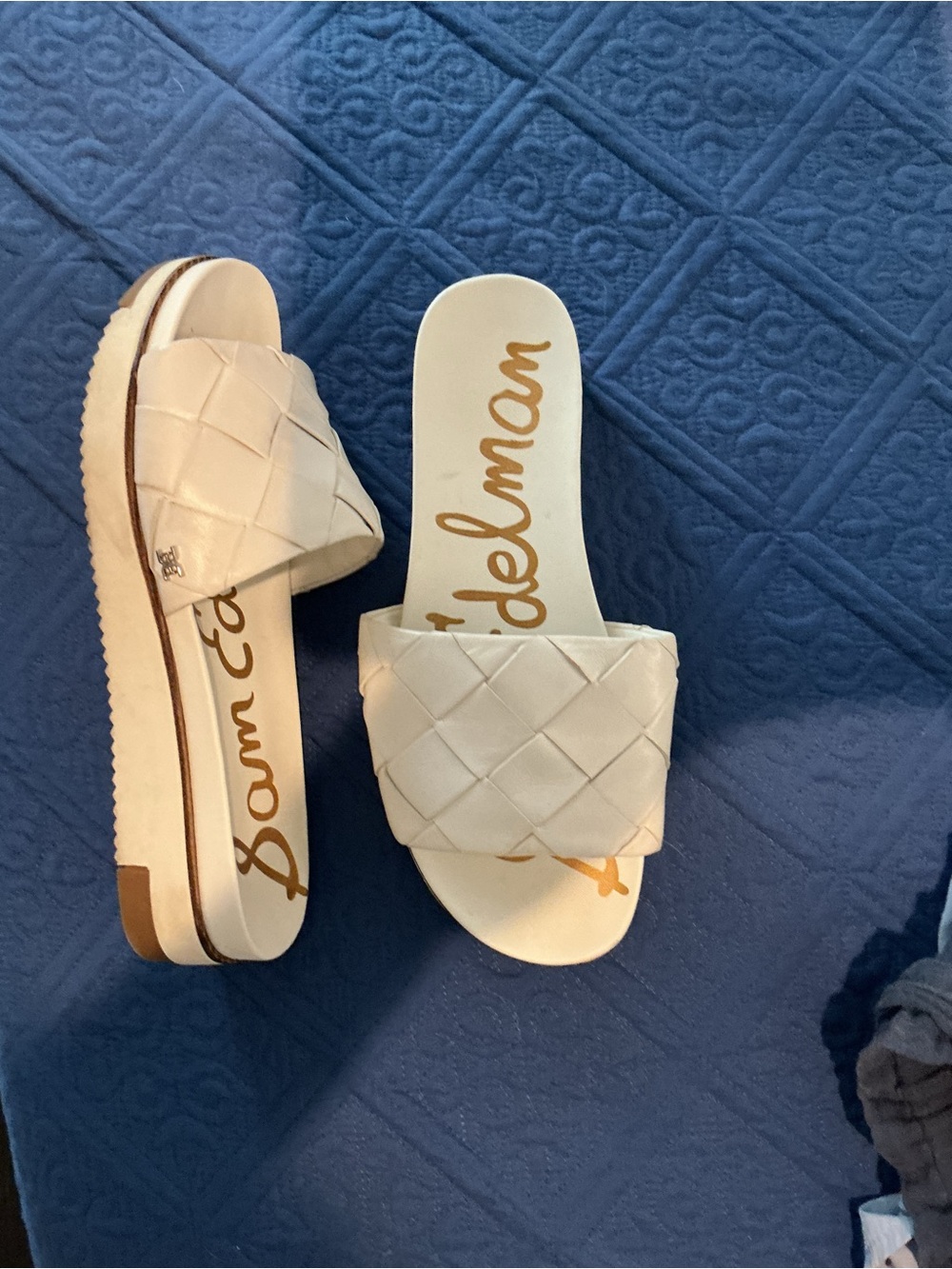 Sam Edelman Woven Slide Mules in white